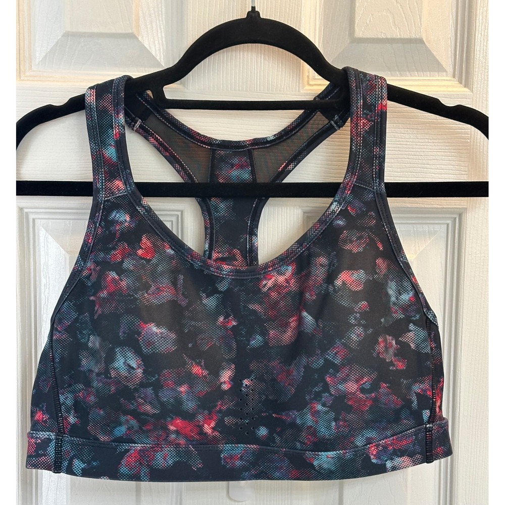Avia Womens XL Sport Bra Multi Color Abstract Print Mesh Racerback AV13100058549